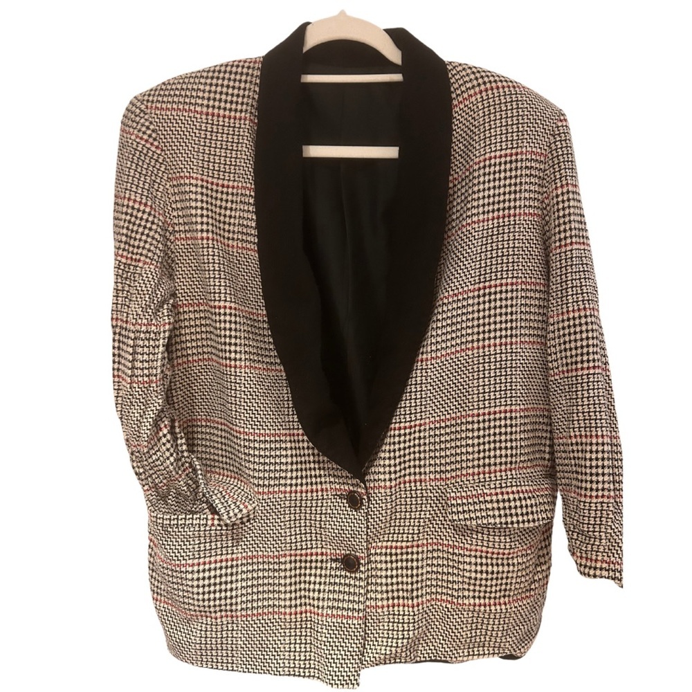 Vintage Kristy Allan Houndstooth Plaid Blazer